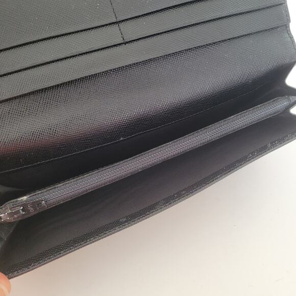 PRADA Vintage Tessuto Nero Black Nylon Leather Logo Plate Wallet Large Envelope - Picture 7 of 15